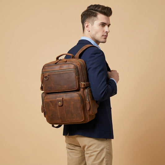 Sac à dos Homme en Cuir Vintage - Modèle Grand Voyageur
