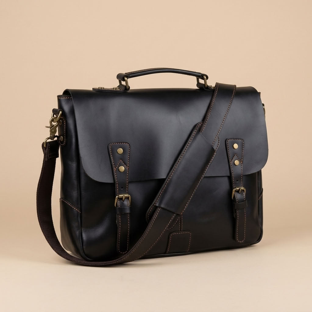Sacoche reporter en cuir homme noir – Le Reporter VALMONT OFFICIEL