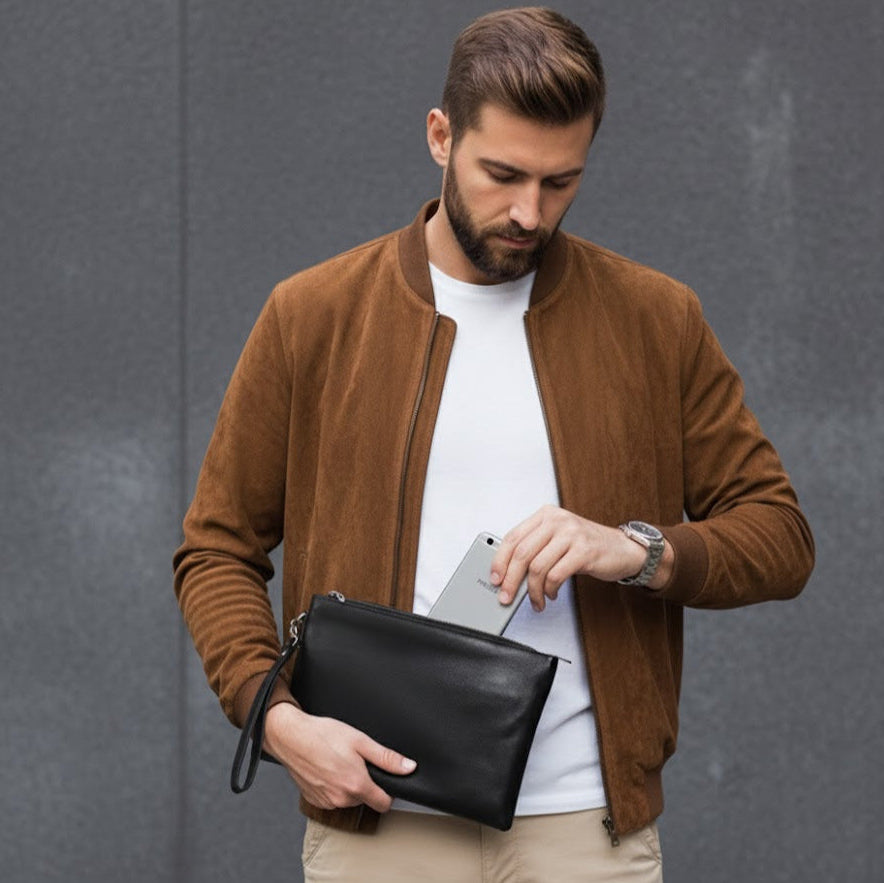 Pochette VALMONT – Cuir d’Agneau Véritable