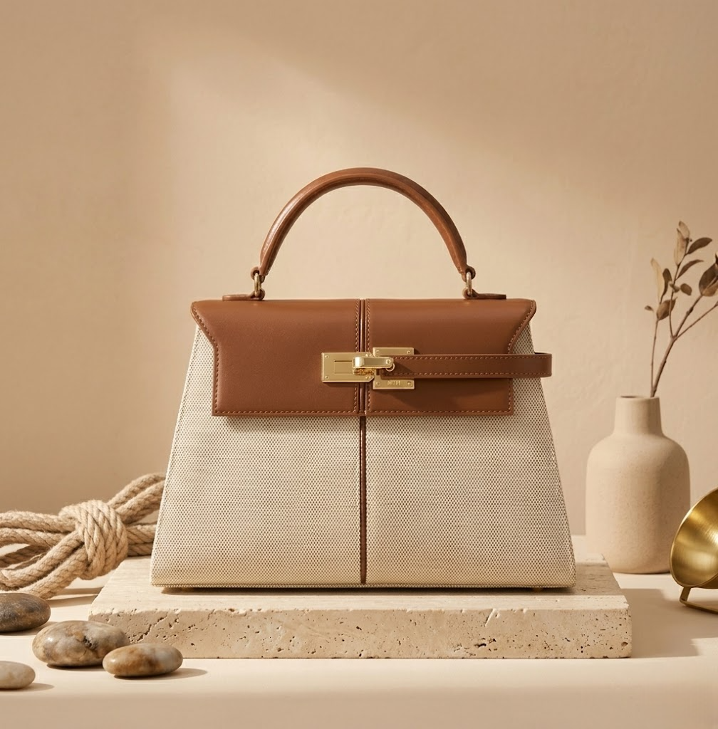 Sac à Main Trapèze en Toile Éclipse VALMONT, vue de profil studio