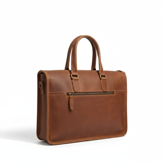 Porte-Documents en Cuir Pleine Fleur Cognac