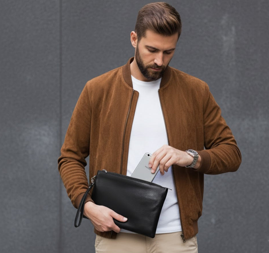 Pochette Valmont Enveloppe – Cuir d’Agneau Véritable