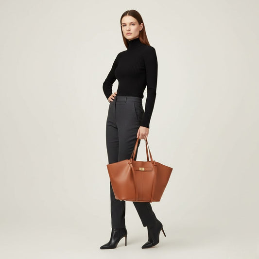 Sac Cabas VALMONT Ailé – Cuir Souple Marron