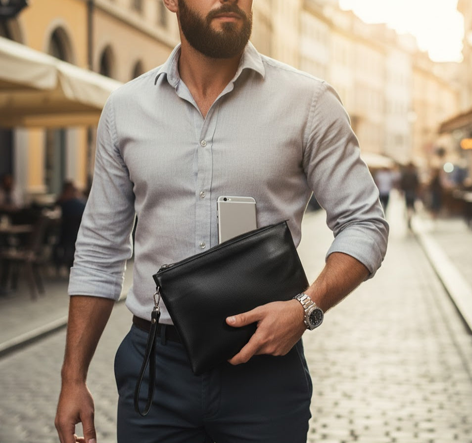 Pochette Valmont Enveloppe – Cuir d’Agneau Véritable