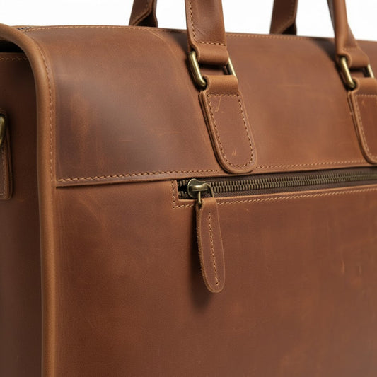 Porte-Documents en Cuir Pleine Fleur Cognac
