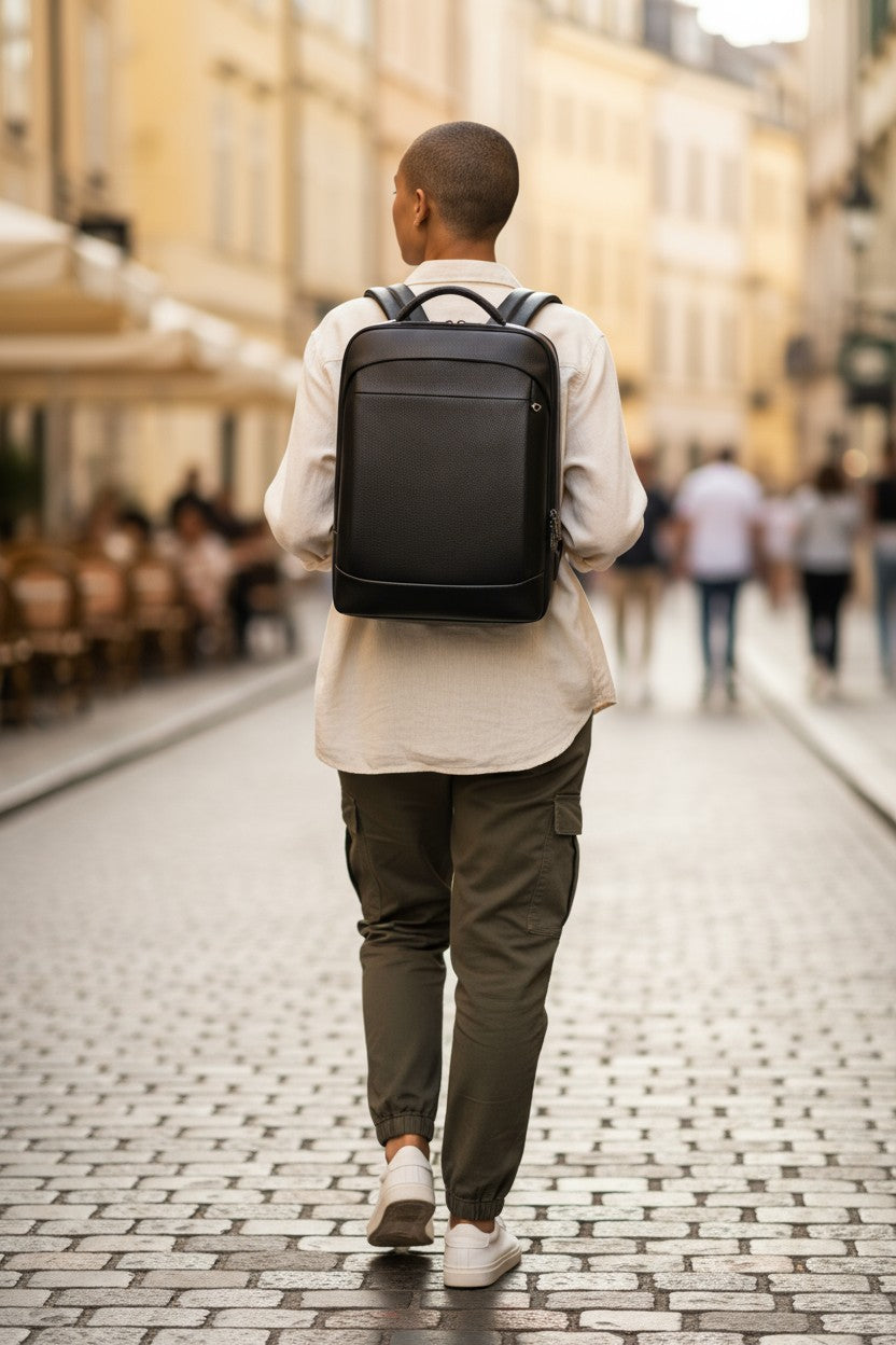Le Sac à Dos Urbain Cuir Noir