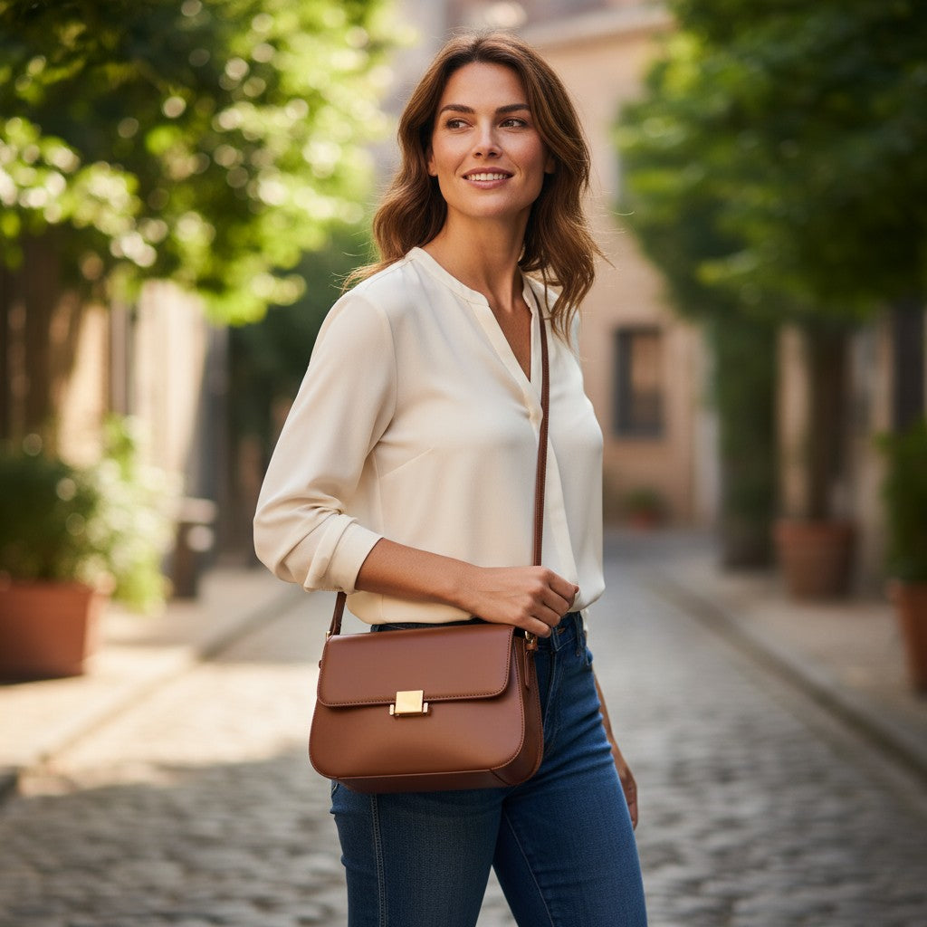 Sac Épaule Valmont Tofu – Cuir Véritable Femme