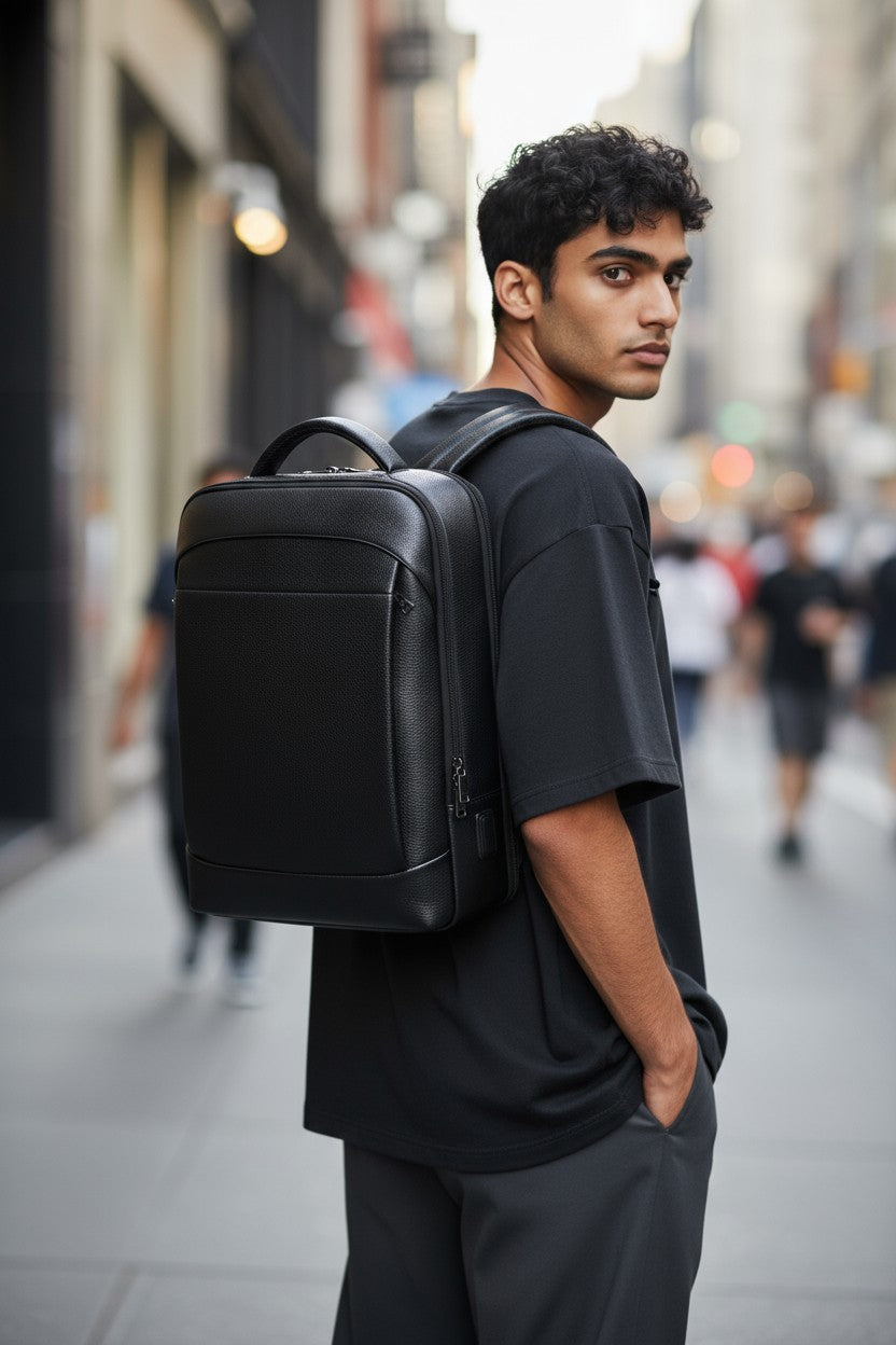 Le Sac à Dos Urbain Cuir Noir