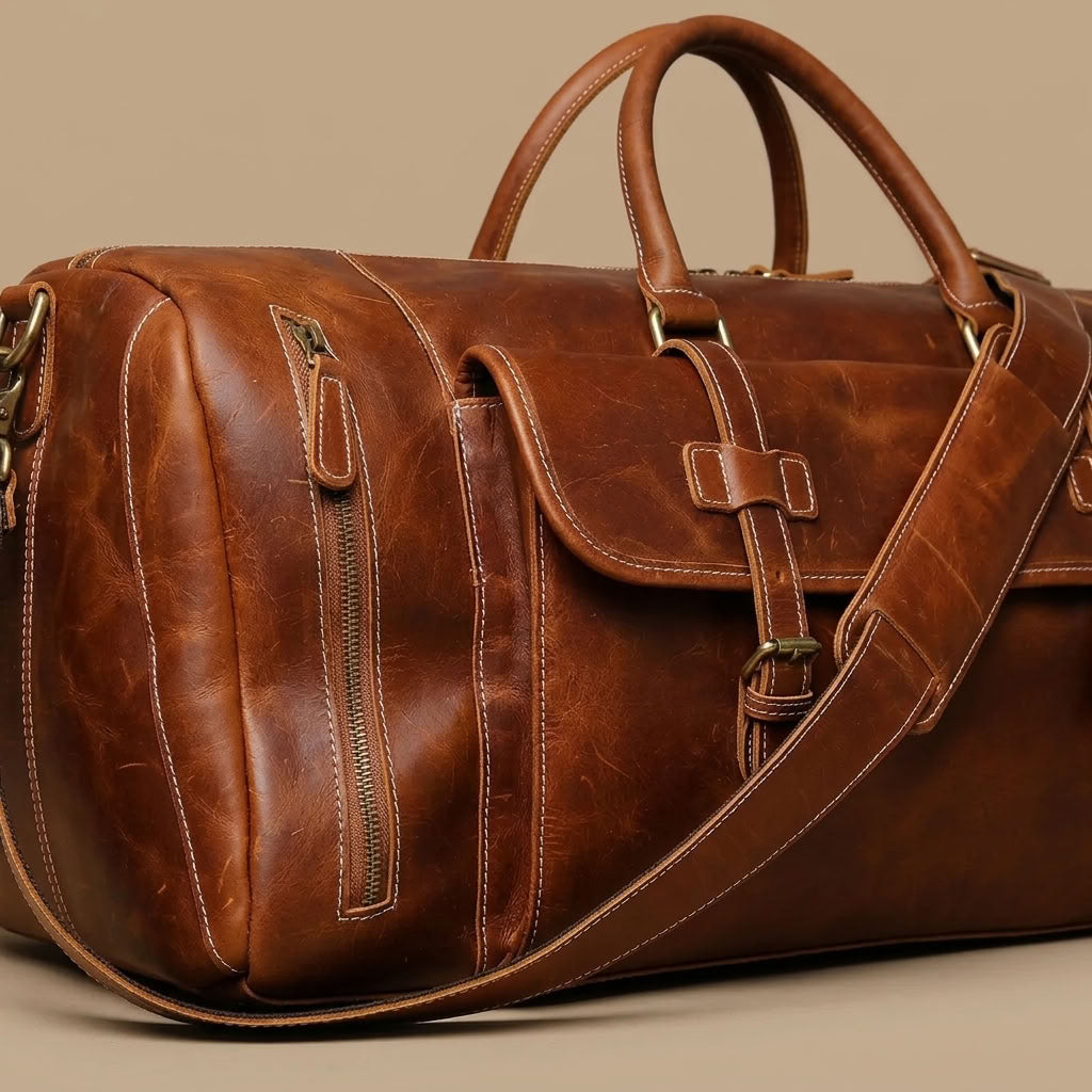 Sac Weekender VALMONT Cuir Crazy Horse Marron