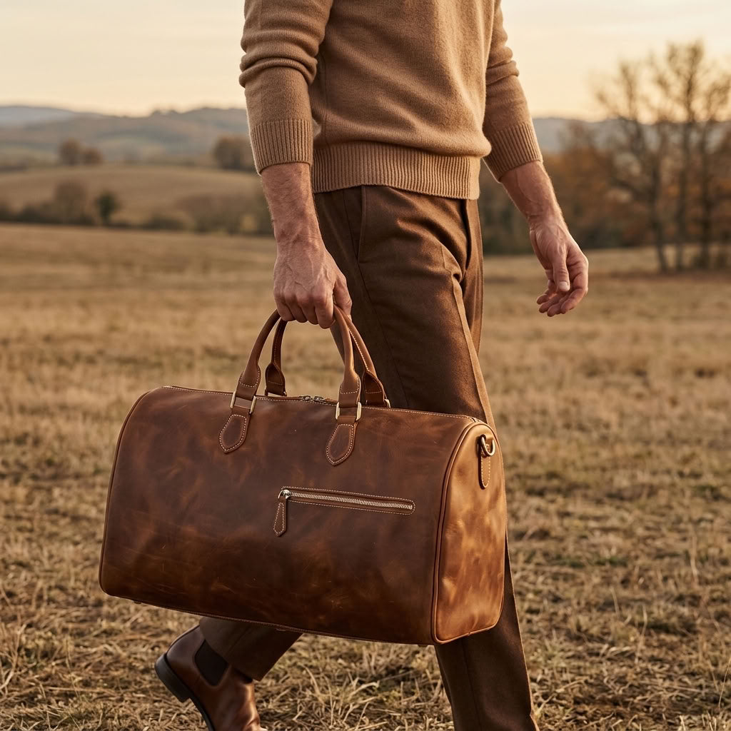 Sac de Voyage Weekend Homme en Cuir Marron "Héritage" | VALMONT VALMONT