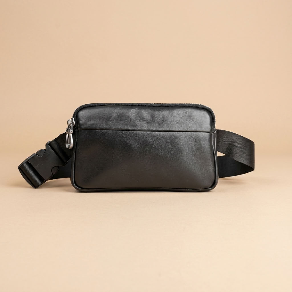 Sacoche Banane Homme en Cuir Véritable Noir "Nox" | VALMONT VALMONT