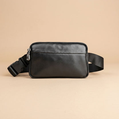 Sacoche Banane Homme en Cuir Véritable Noir "Nox" | VALMONT VALMONT
