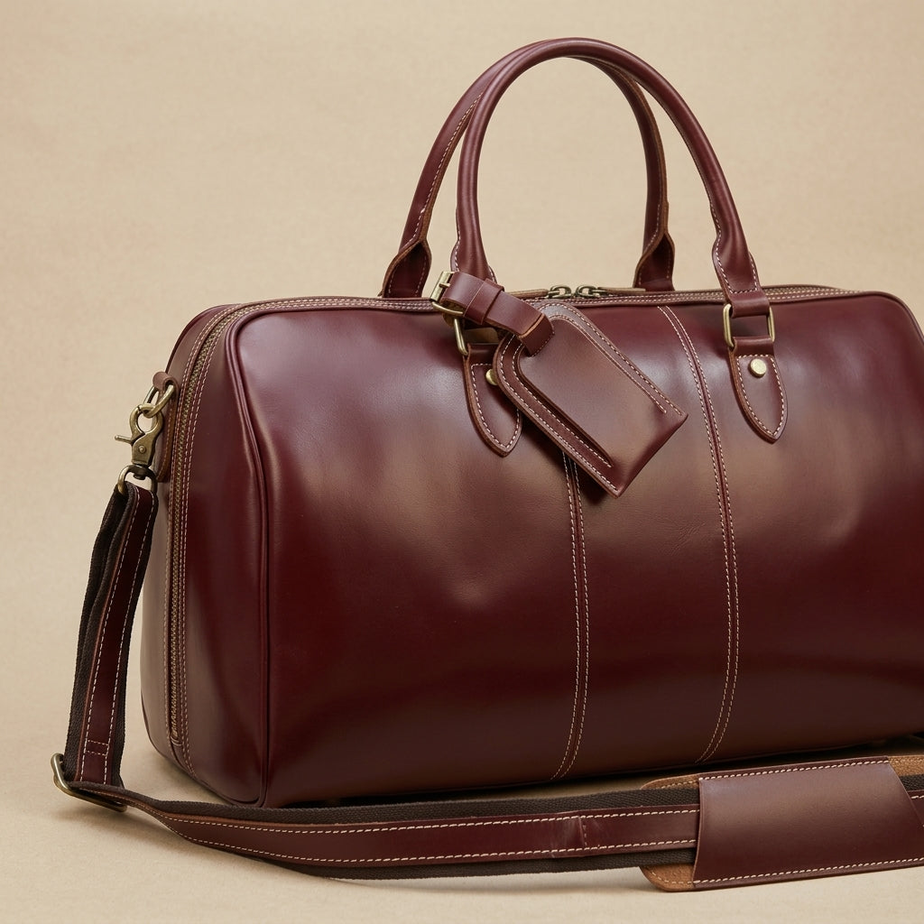 Sac de voyage Bordeaux VALMONT | Cuir Véritable