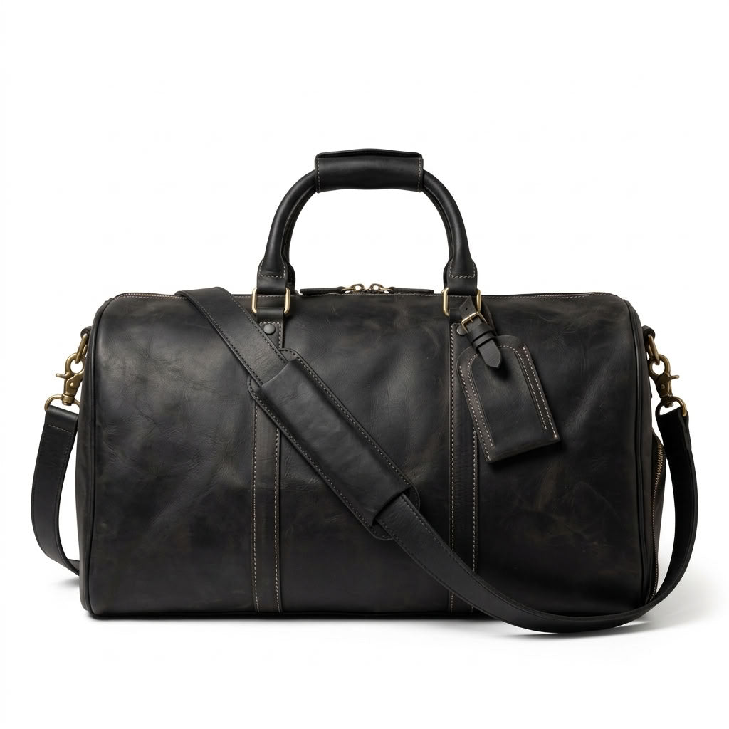 Sac Weekender Cuir Pleine Fleur Noir | VALMONT VALMONT