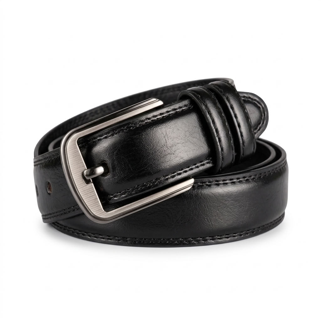 Ceinture en cuir de vachette noir "L'Officier" VALMONT