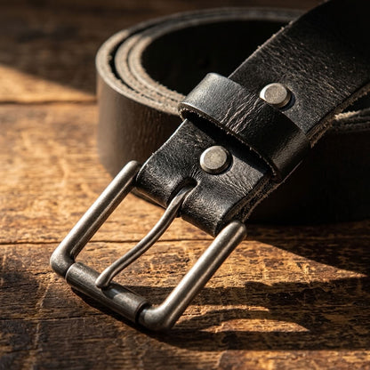 Ceinture en cuir pleine fleur noir  "Le Doyen" VALMONT