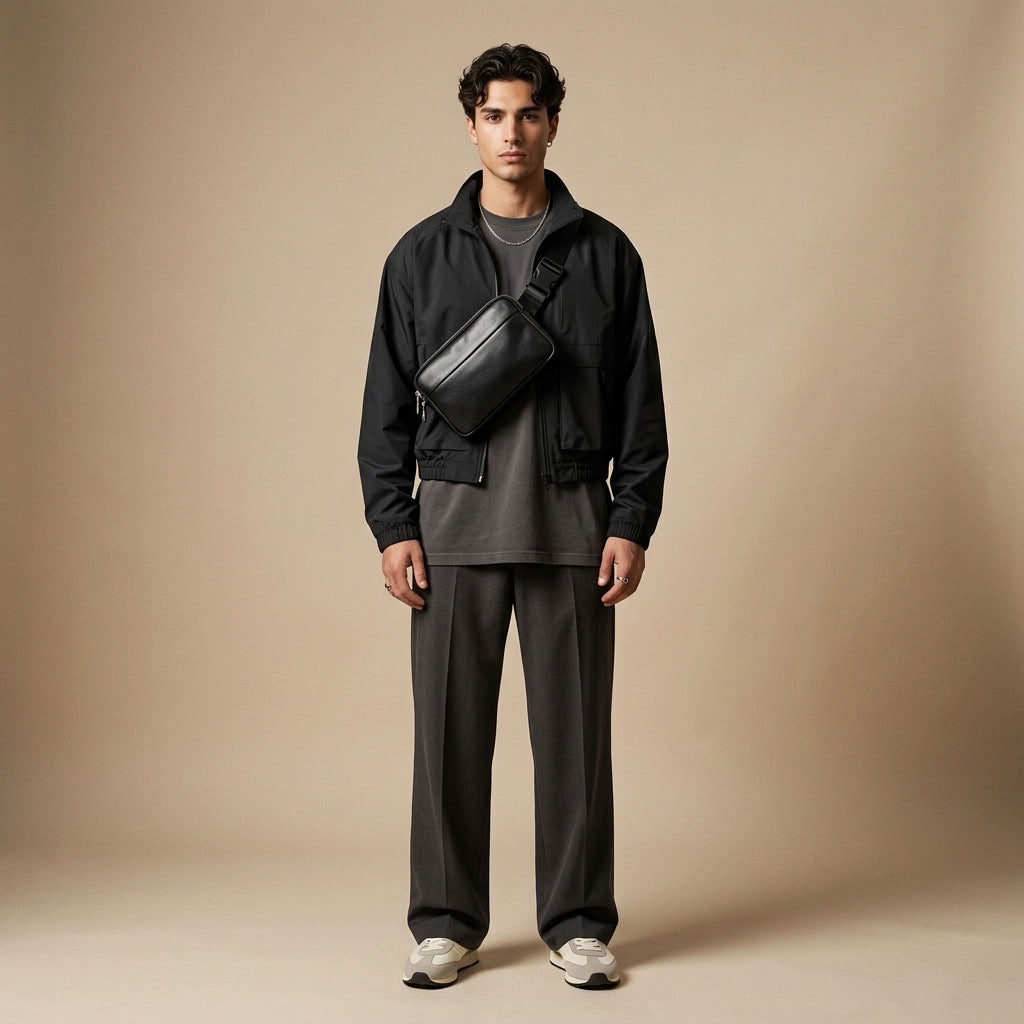 Sacoche Banane Homme en Cuir Véritable Noir "Nox" | VALMONT VALMONT