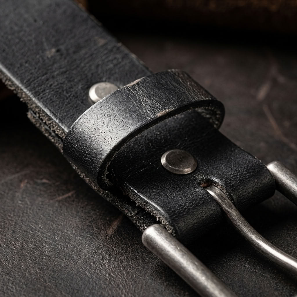 Ceinture en cuir pleine fleur noir  "Le Doyen" VALMONT