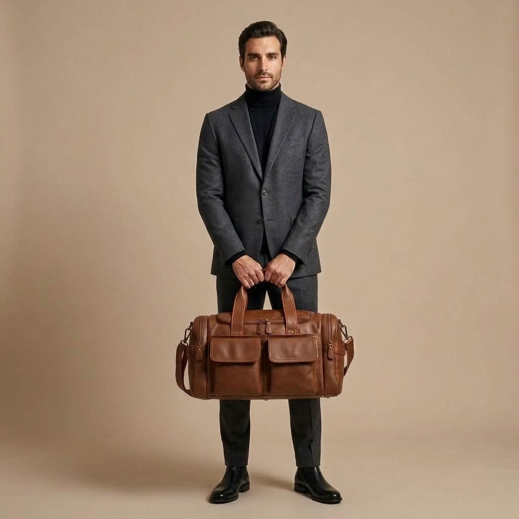 Sac de Voyage Homme en Cuir Marron "Auguste" | VALMONT VALMONT