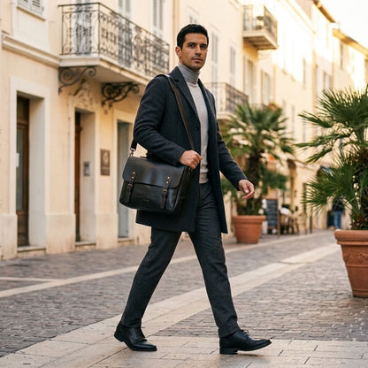 Sacoche reporter en cuir homme noir – Le Reporter VALMONT OFFICIEL