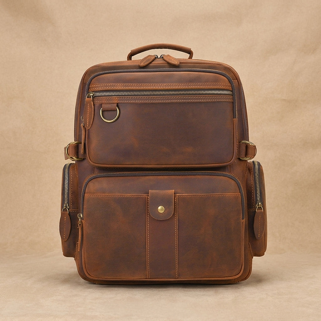 Sac à Dos Grand Voyageur VALMONT cuir vintage, vue principale sudio