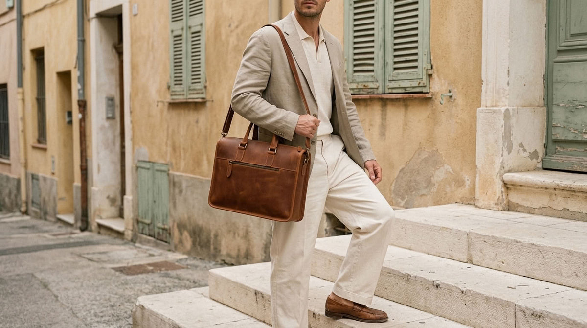 Porte-Documents en Cuir Cognac
