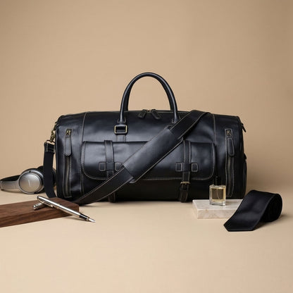 Sac Weekender Cuir Crazy Horse Noir | VALMONT VALMONT OFFICIEL