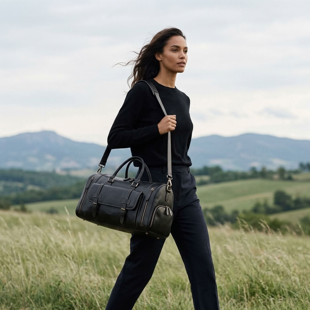 Sac Weekender Cuir Crazy Horse Noir | VALMONT VALMONT OFFICIEL