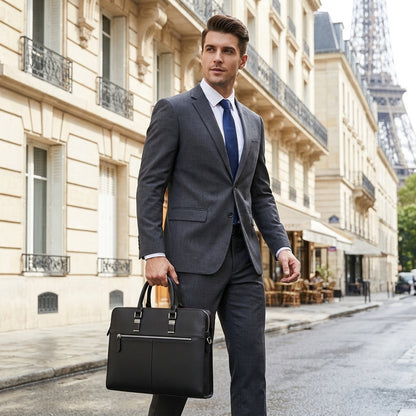 Porte-documents cuir homme Valmont – Sac ordinateur élégant noir