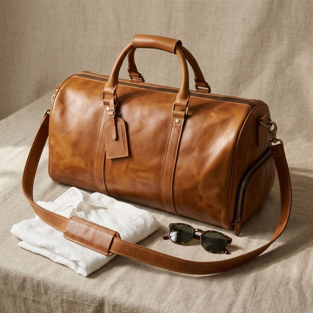 Sac Weekender | Cuir Pleine Fleur Marron VALMONT