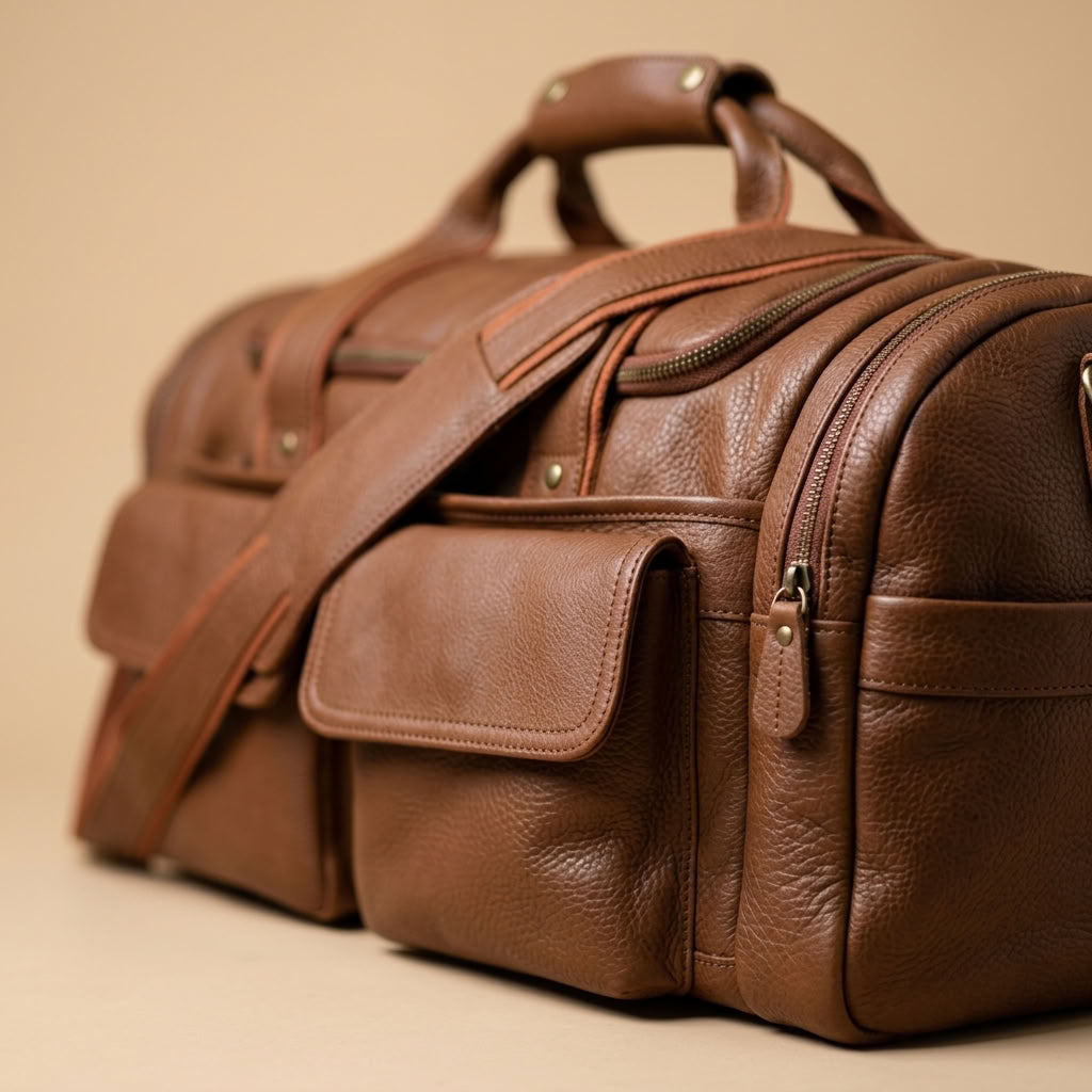 Sac de Voyage Homme en Cuir Marron "Auguste" | VALMONT VALMONT