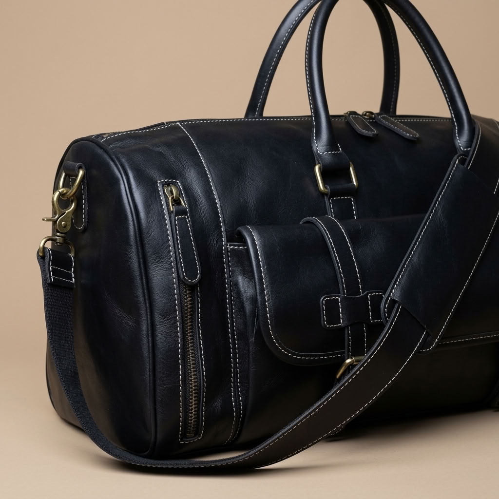 Sac Weekender Cuir Crazy Horse Noir | VALMONT VALMONT OFFICIEL