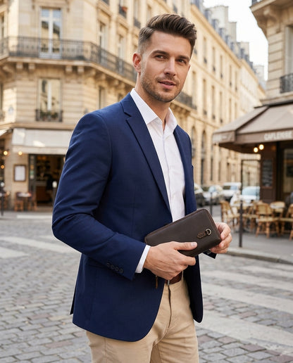 Portefeuille cuir homme VALMONT | Portefeuille long zippé vintage