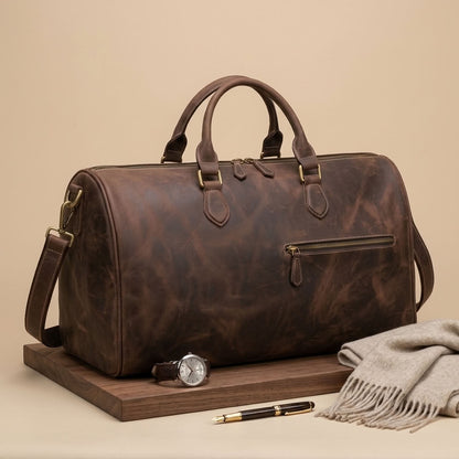Sac de Voyage Weekend Homme en Cuir Café "Héritage" | VALMONT VALMONT