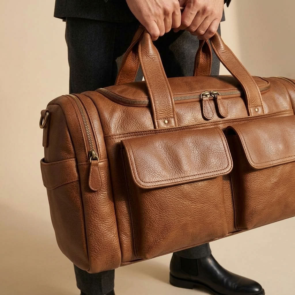 Sac de Voyage Homme en Cuir Marron "Auguste" | VALMONT VALMONT