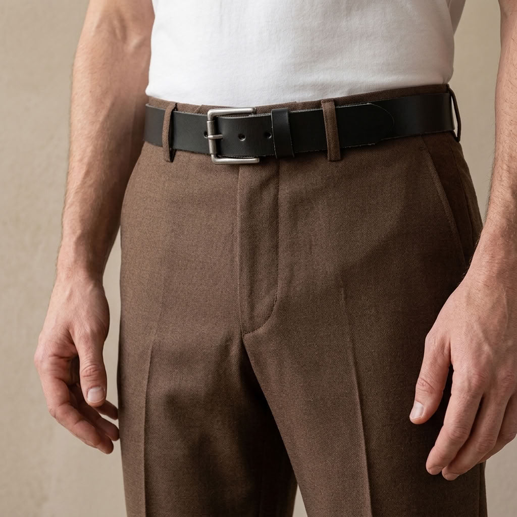 Ceinture en cuir pleine fleur noir  "Le Doyen" VALMONT
