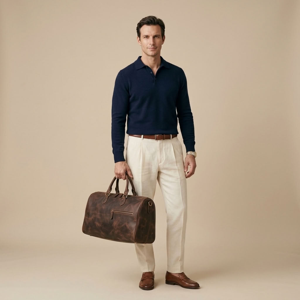 Sac de Voyage Weekend Homme en Cuir Café "Héritage" | VALMONT VALMONT