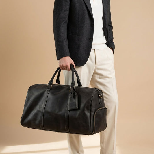 Sac Weekender Cuir Pleine Fleur Noir | VALMONT VALMONT
