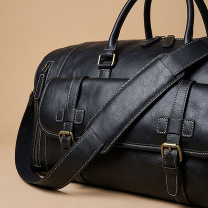 Sac Weekender Cuir Crazy Horse Noir | VALMONT VALMONT OFFICIEL