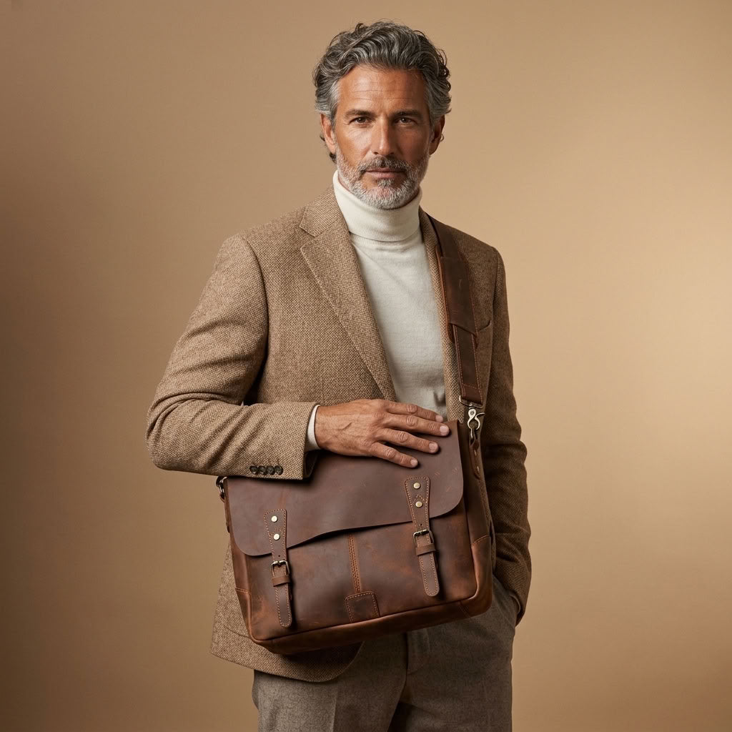 Sacoche reporter en cuir homme marron – Le Reporter VALMONT OFFICIEL