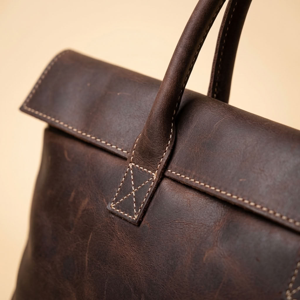 Sac à main homme en cuir Cognac – L'Épuré