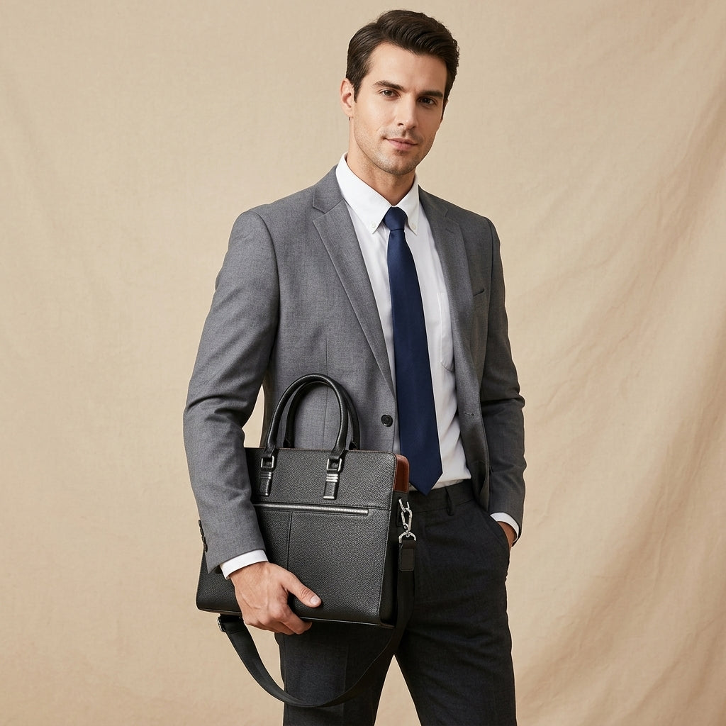 Porte-documents cuir homme Valmont – Sac ordinateur élégant noir