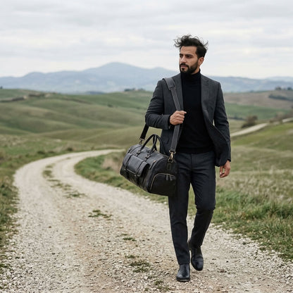 Sac Weekender Cuir Crazy Horse Noir | VALMONT VALMONT OFFICIEL