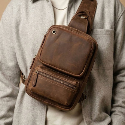 Sac Banane Homme en Cuir Véritable Marron "Matteo" | VALMONT VALMONT