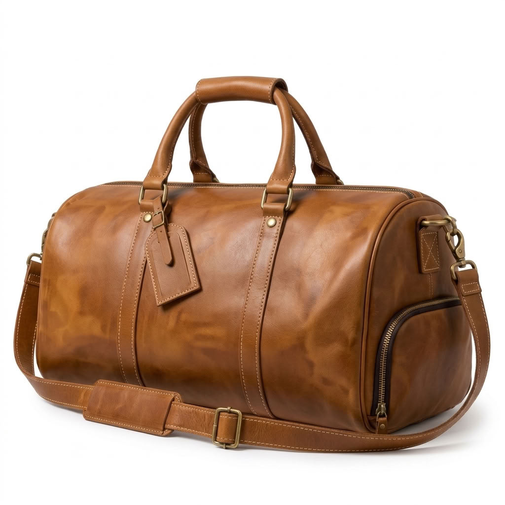 Sac Weekender VALMONT Cuir Pleine Fleur Marron, vue principale