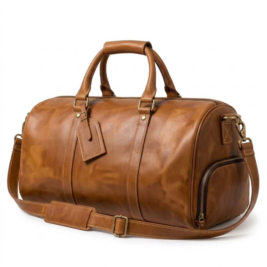 Sac Weekender VALMONT Cuir Pleine Fleur Marron, vue principale