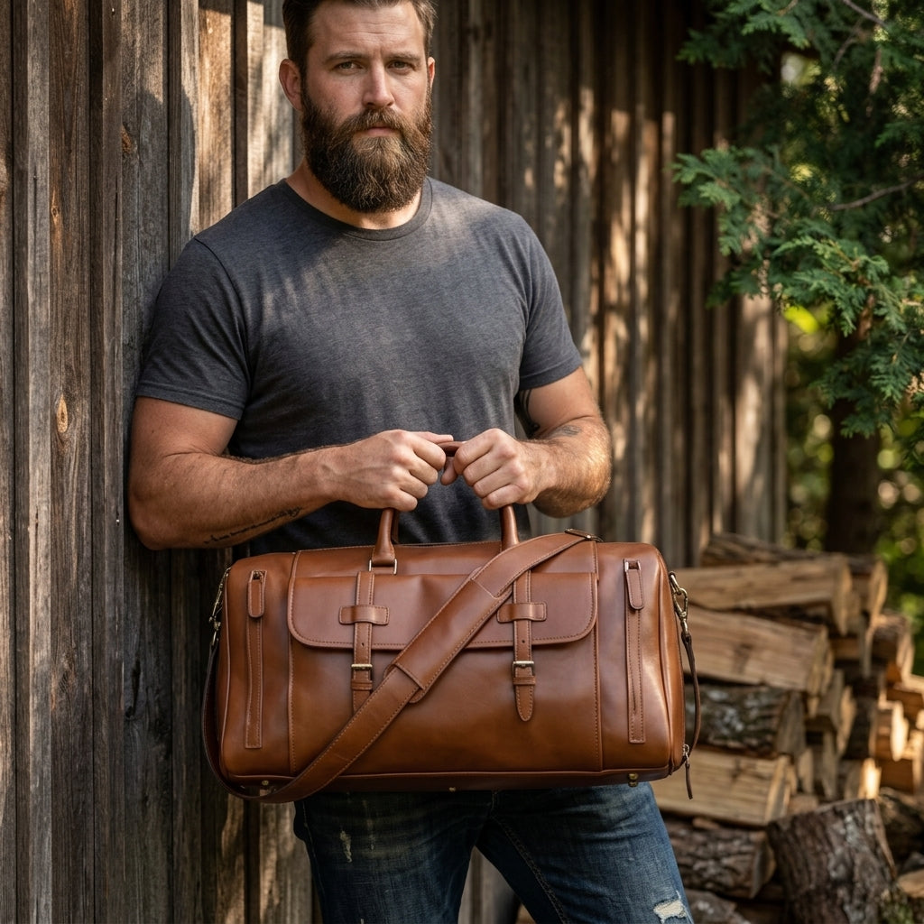 Sac Weekender Cuir Crazy Horse Marron | VALMONT