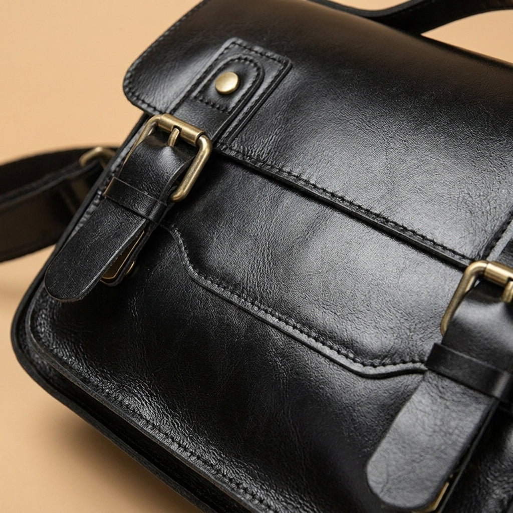 Sac Messager Rétro en Cuir Crazy Horse | VALMONT