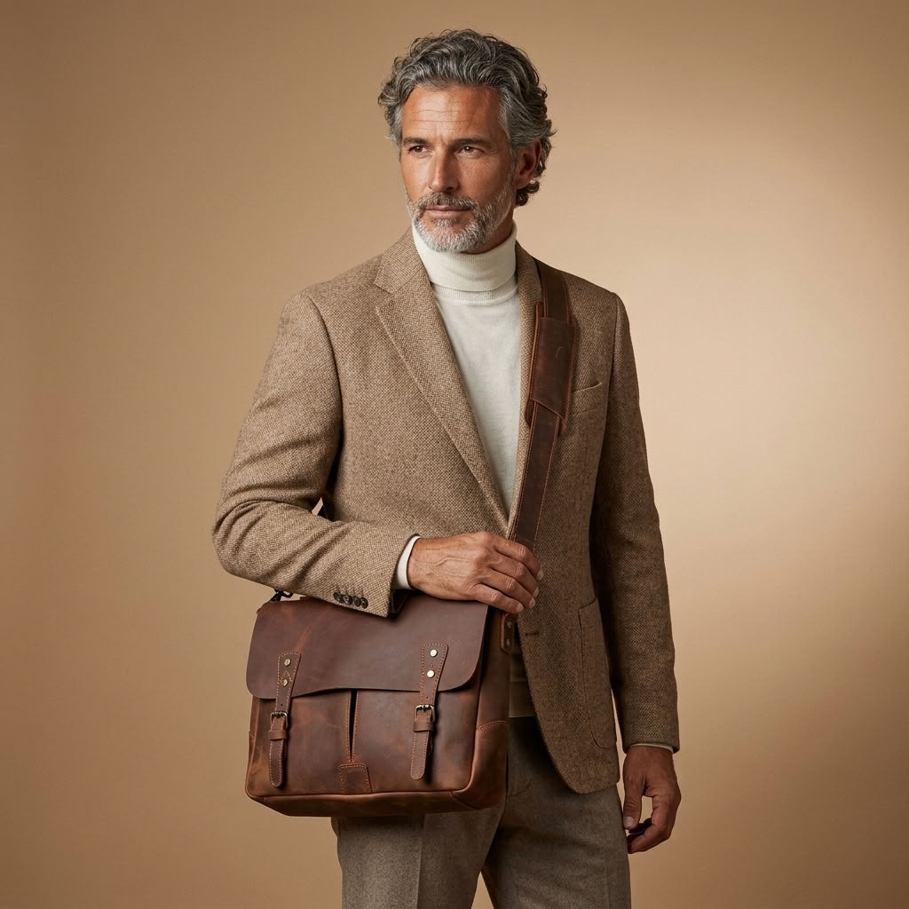 Sacoche reporter en cuir homme marron – Le Reporter VALMONT OFFICIEL