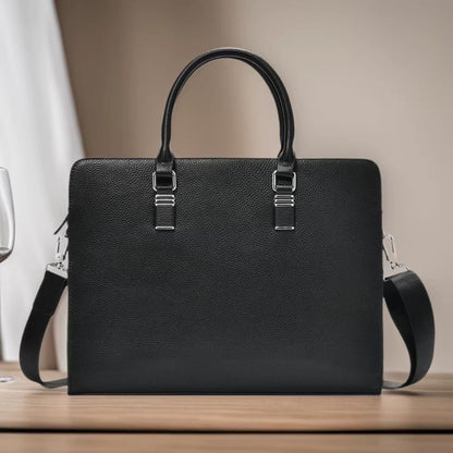 Porte-documents cuir homme Valmont – Sac ordinateur élégant noir